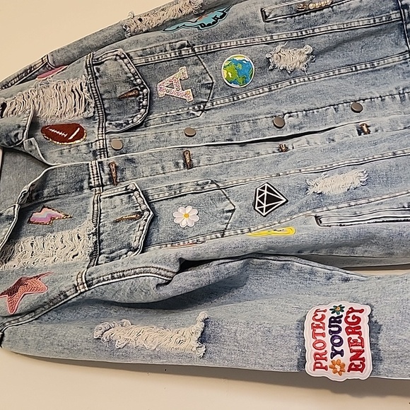 Denim Jacket for Football Mom with Football-Inspired Appliqués - Picture 5 of 16